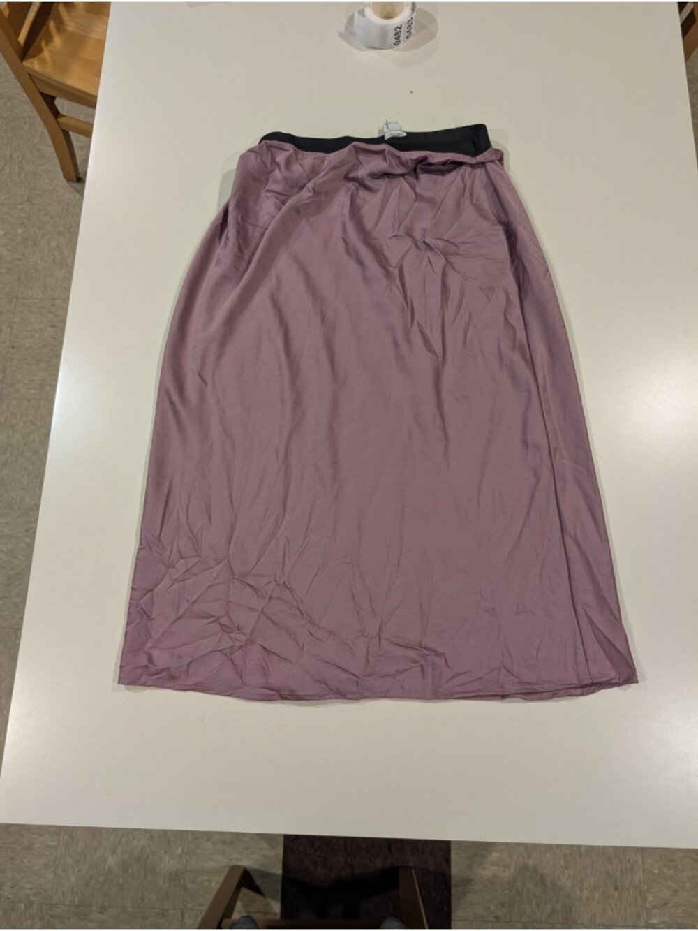 a new day Dress Womens L Purple Maxi Skirt Solid Slip Lounge Elastic Bottom